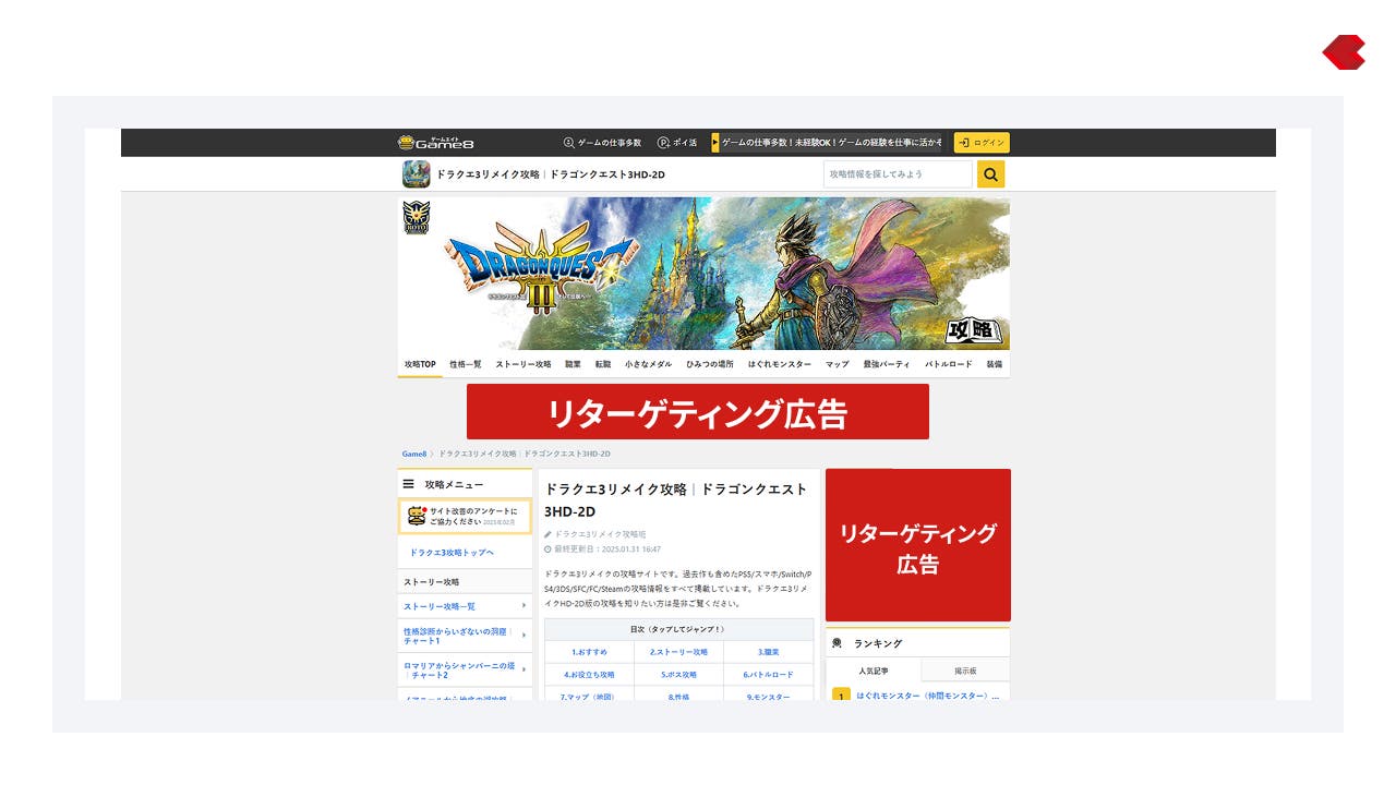 リターゲティング広告の例