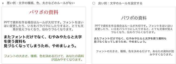 パワーポイントのデザインはまず文字のルールから